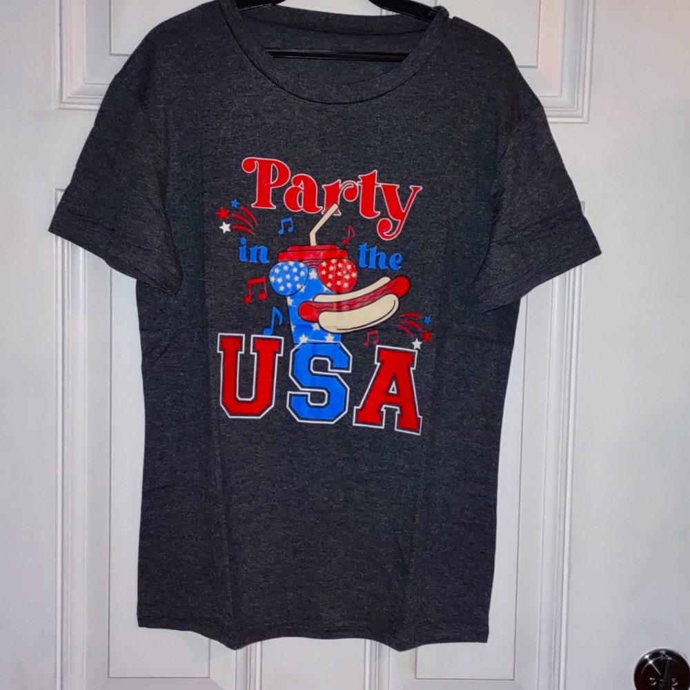 💙 T-shirt charcoal Women's Medium Graphic Party in the USA